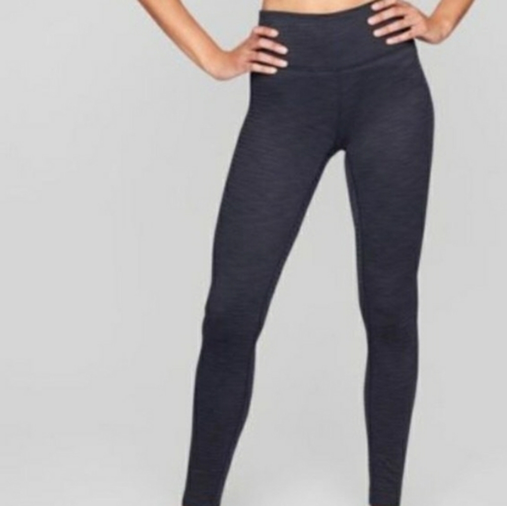 Athleta Navy Blue Jacquard High Rise Leggings